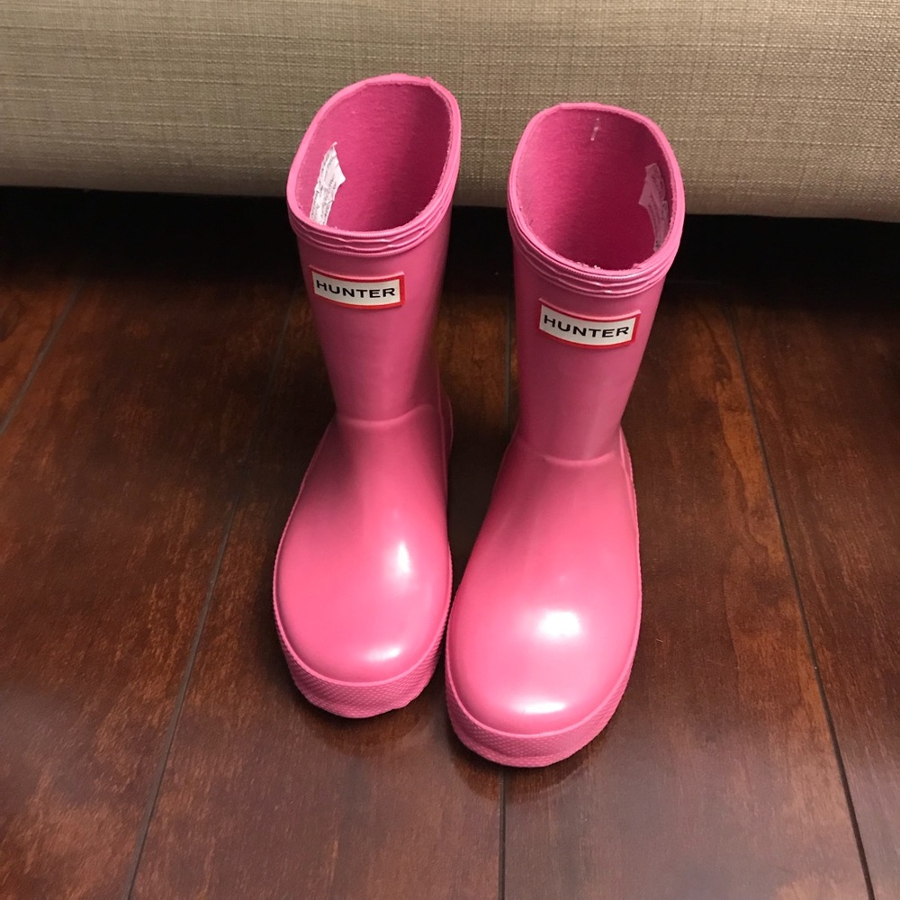Pink hunter rain boots little girls